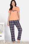 Zivame Checkered Charm Flannel Pyjama Set - Medieval Blue — thumbnail 2